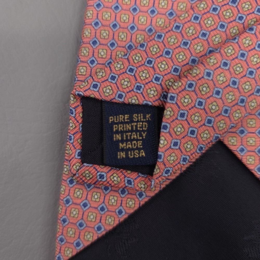 Brooks Brothers Tie Mens One Size Pink Silk Geometric Makers USA Italy Woven 60" - Picture 5 of 7